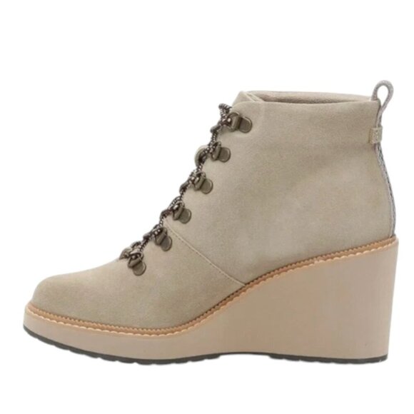 Toms Melrose Wedge Bootie Lace-Up Boots, Taupe/Stone, 8.5 - Picture 6 of 14